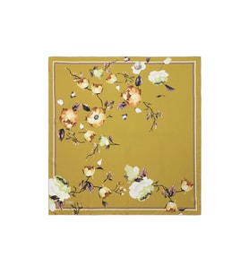 BURSA İPEK Yağ Yeşil Floral Twill İpek Eşarp