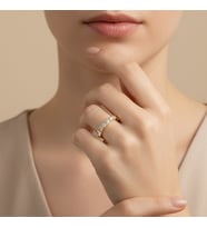 XUPİNG JEWELRY İNCE 6 TAŞ YÜZÜK (Sarı)