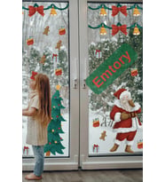 Büyük Boy Yılbaşı Noel Baba Cam Sticker - Sticker- Yılbaşı Figür Sticker - Yılbaşı Süsleme Sticker (Pembe)