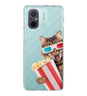 PrintiFy Xiaomi Redmi 12C ile Uyumlu 1mm Slim Fit Kedi 1 050b Baskılı Şeffaf  Kılıf