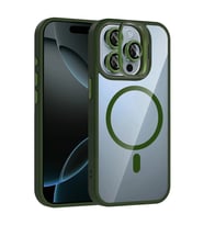 Durukar® iPhone 15 Pro Max Remim Lensli Magsafe Standlı Kapak - Koyu Yeşil