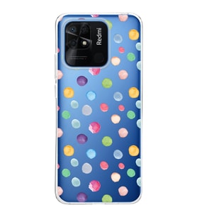 PrintiFy Xiaomi Redmi 10C ile Uyumlu 1mm Slim Fit Water Color 6 Baskılı Şeffaf  Kılıf