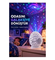 Mey İthalat® Dinozor Yumurtası Galaksi Projektör Gece Lambası 4'ü 1 Arada – Bluetooth Hoparlörlü