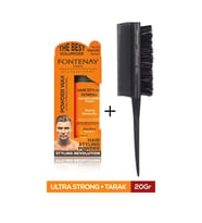 Fontenay Saç Şekillendirici Pudra Toz Wax Ultra Strong Turuncu 20gr + Profesyonel Topuz Fırçası Krepe 3043 2'li Set