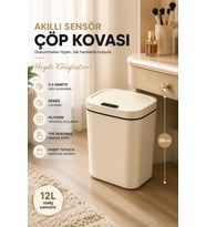 Sensörlü Çöp Kovası 12 Litre Otomatik Kapaklı Akıllı Temassız Çöp Kutusu Mu