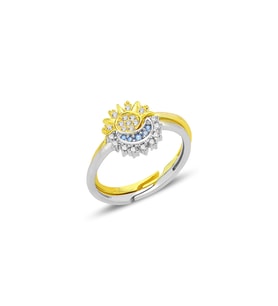 Gümüş akuamarin ve zirkon taşlı gece gündüz ayarlamalı yüzük  SGTL12686GOLD (Altın Rengi)