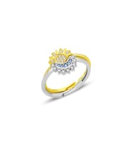 Gümüş akuamarin ve zirkon taşlı gece gündüz ayarlamalı yüzük  SGTL12686GOLD (Altın Rengi)