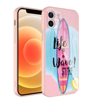 iPhone 11 Kılıf Kamera Korumalı Desenli Sert Silikon Epoksi Kapak (Pembe)