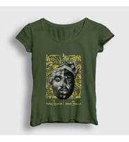 Presmono Kadın Haki Biggie Smalls Tupac Shakur T-Shirt 45704tt (Haki)