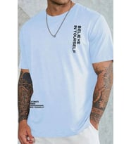 Erkek Belive in Yourself Baskılı Oversize Tshirt (Bebe Mavi)