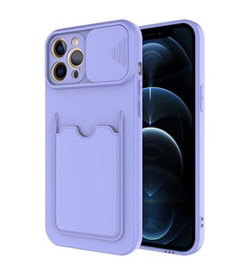 Apple iPhone 12 Pro Kılıf Zore Kartix Kartlık Bölmeli Kılıf (Lila)