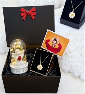 Kolyeli Size Özel Fotoğraflı Hediye Kutusu - Premium Kişiye Özel Hediye Seti (Model 7)