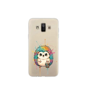 Samsung Galaxy J7 Duo ile Uyumlu Splash Kirpi Tasarımlı Şeffaf Silikon Kılıf