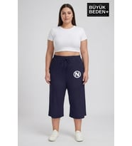 Büyük Beden N Baskılı Kadın Şort Kapri Rahat Kalıp Cepli Bağcıklı 3XL-6XL SPR26BSRK591-19