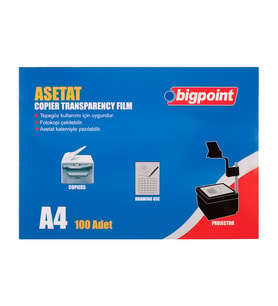 Bigpoint Fotokopi Asetatı A4 100 Mikron 100'lü Kutu