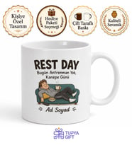 Rest Day Yazılı Komik Baskılı Kupa Bardak Esprili Hediye Porselen Mug