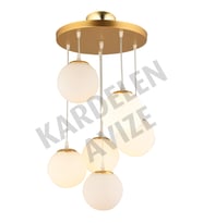 Sarkıt Tepsi Gold 6'li Beyaz  Glop Camlı Lüks Avize