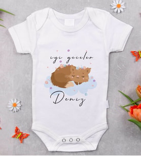BK Kids İsimli İyi Geceler Tasarımlı Bebek Body Zıbın - Model 1