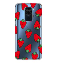 Xiaomi Redmi NOTE 9 Uyumlu Çilek Tasarımlı Şeffaf Telefon Kılıfı