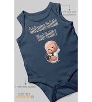 Mekanın Sahibi Yeni Geldi Baskılı Bebek Zıbını – Çıtçıtlı Body 8 Renk  %100 Pamuk Sıfır Kol (Lacivert)