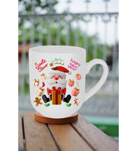 Noel Baba Happy Christmas Baskılı Lüx Kupa Bardak Porselen Çay Kahve Fincanı