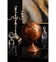 Masaüstü Süs Ofis ve Ev Dekoru için Ofisinize Masaüstü Dekorasyonu Bronz Metal Dünya Küresi 13x9 cm (Çok Renkli)