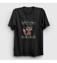 Presmono Unisex Siyah Yılbaşı Fox Tilki T-Shirt 368270tt