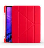 Apple iPad Air 10.9 2020 Fuchsia Tri Folding Kalemlikli Kılıf Smart Standlı (Kırmızı)