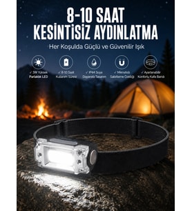 Kafa Lambası Kamp Feneri Balıkçı Feneri Başlıklı Suya Dayanıklı