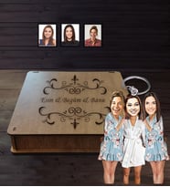 Kişiye Özel Bride To Be Bekarlığa Veda Karikatürlü Ahşap Anahtarlık Kutulu Mod3