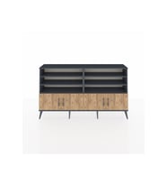Arges Konsol 6 Raflı 4 Kapaklı 176x30x99 Antrasit-Çam/Antrasit