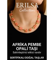Sertifikalı Diş Model İnci ve Afrika Pembe Opal Taşı Kolye (Çok Renkli)