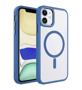 Coverzone iPhone 12 ile uyumlu K?l?f Wireless ?arj �zellikli Metal buton Z-Krom MagSafe ile uyumlu ?effaf Transparan Double Color Silikon Kapak Lavendery Gray
