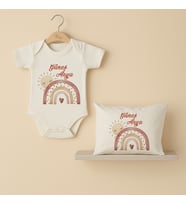 Pia Baby Premium %100 Pamuk İsme Özel Organik Baskılı Çıtçıtlı Bebek Body Ve Yastık Kılıfı 5059-19 (Ekru)