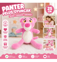 Panter Peluş Oyuncak 25 CM Yumuşacık Dokulu Sevimli Pembe Peluş