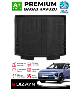 S-Dizayn Hyundai Kona Elektrikli 3D Pro Bagaj Havuzu 2024 Üzeri A+ Kalite