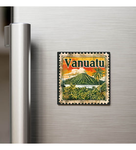 Vanuatu Vanuatu - Posta Pulu Temalı Ülke - Baskılı Buzdolap Magneti Kare - 9x9 cm