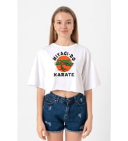 Cobra Kai Miyagi Do Karate Beyaz Kadın Crop Tshirt