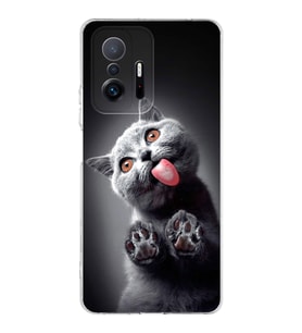 PrintiFy Xiaomi Mi 11T ile Uyumlu Kedi 2 Kamera Korumalı Şeffaf Kılıf