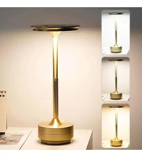 Eskitme Gold Kasa Dokunmatik Şarjlı Masa Lambası – 3 Renk Işık Modlu, LED Aydınlatmalı, Modern &amp;amp; Dekoratif Abajur (5680)