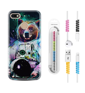 General Mobile GM8 Go GM9 GM20 Pro Plus Kılıf Kablo Koruma Spiral Silikon Astronot Panda 1755