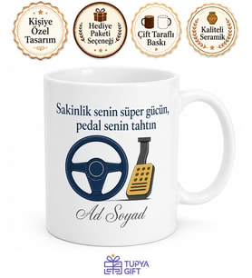 Sürücü Kursu Eğitmenine Pedalların Efendisi Sakinlik Kupası Hediye Bardak
