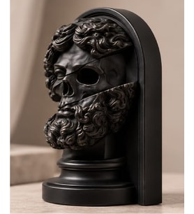 Antik Renklerde Zeus Anatomisi Sürreal Mitolojik Büst Dekoratif Taş Döküm Heykel 25 CM
