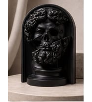 Antik Renklerde Zeus Anatomisi Sürreal Mitolojik Büst Dekoratif Taş Döküm Heykel 25 CM