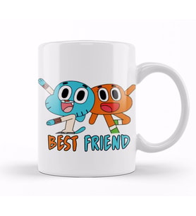 Gumball & Darwin Baskılı Sevimli Best Friends Kupa Bardak Porselen