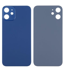 Apple iPhone 12 Mini Uyumlu Logolu Arka Pil Batarya Kapağı - LENS HARİÇ (Mavi)