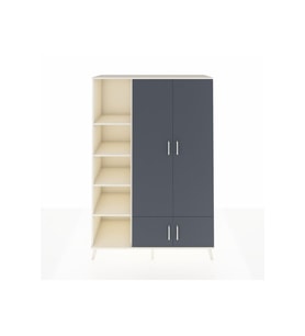 Hyperion Dolap 6 Raflı 4 Kapaklı Tek Askılı 132x44x195 Aytaşı-Antrasit/Aytaşı