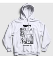Presmono Unisex Beyaz Little Dark Age Rock Mgmt Kapüşonlu Sweatshirt 490421tt