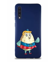 Samsung Galaxy A50 Soft Premier Kapak Bayan Puff Tasarımlı Silikon Kılıf - Lacivert (Şeffaf)