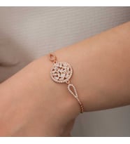 Gümüş Rose Baget Taşlı Bileklik
